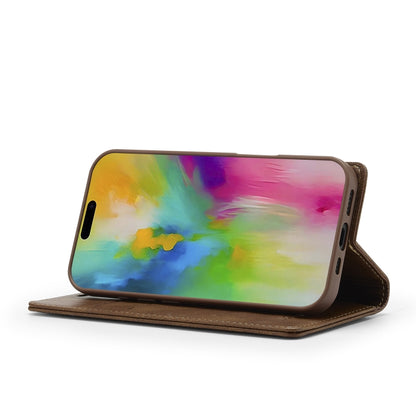 For iPhone 16 LC.IMEEKE RFID Anti-theft Leather Phone Case(Brown) by LC.IMEEKE