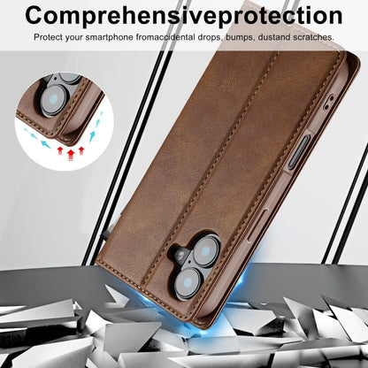 For iPhone 16 LC.IMEEKE RFID Anti-theft Leather Phone Case(Brown) by LC.IMEEKE
