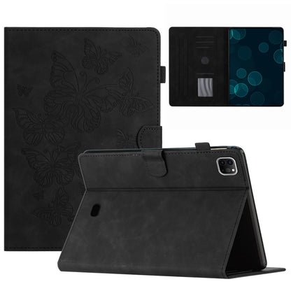 For iPad Pro 11 2025 / 2024 Butterflies Embossed Leather Smart Tablet Case(Black) by bashfashion