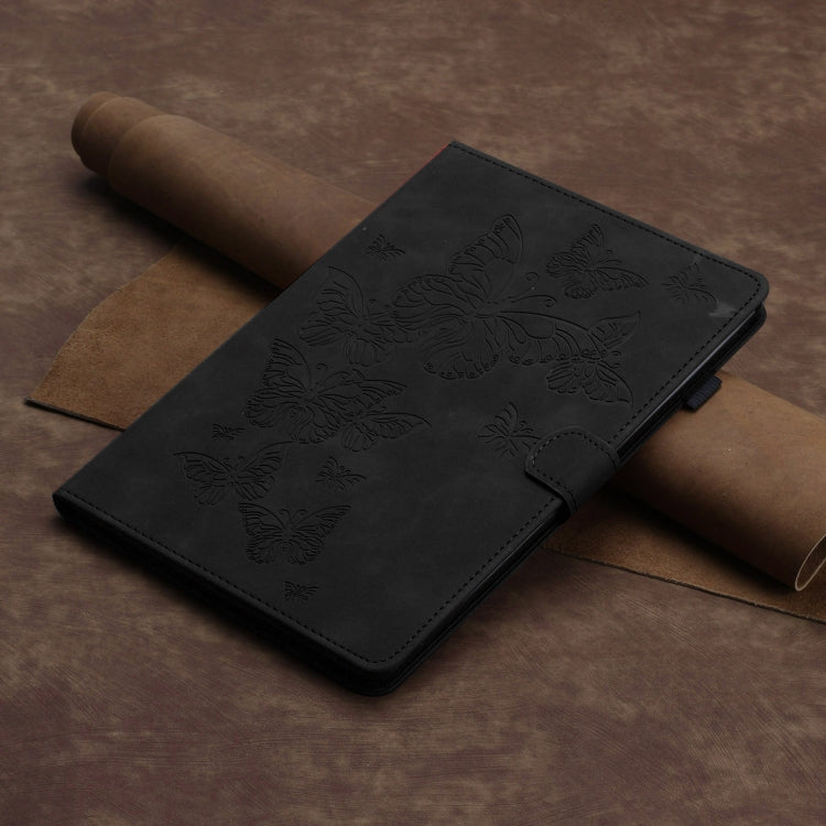 For iPad Pro 11 2025 / 2024 Butterflies Embossed Leather Smart Tablet Case(Black) by bashfashion