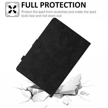 For iPad Pro 11 2025 / 2024 Butterflies Embossed Leather Smart Tablet Case(Black) by bashfashion