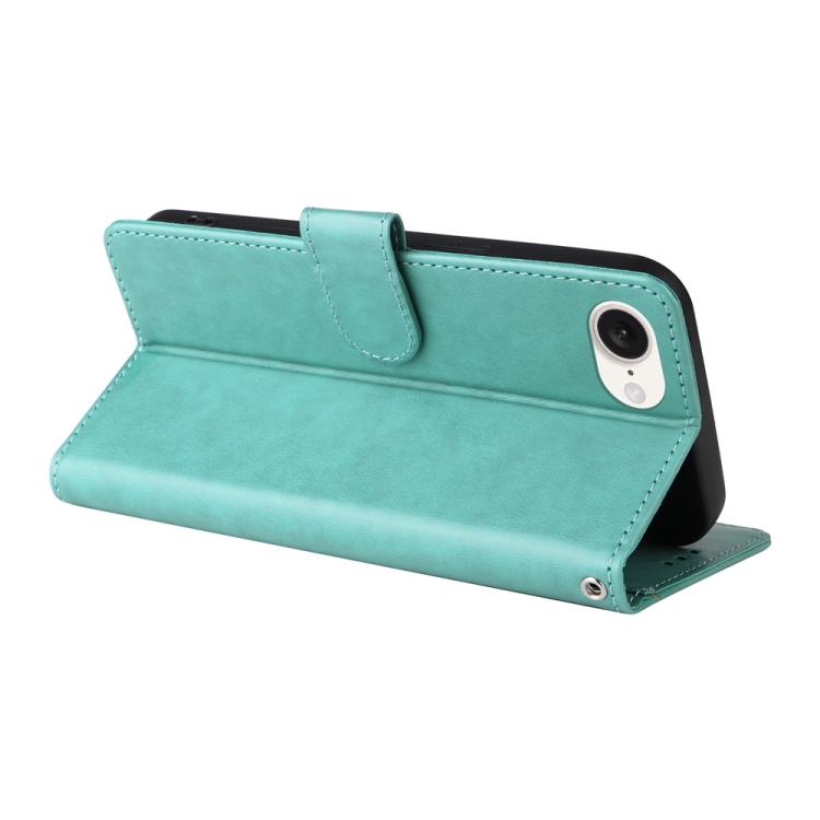 For iPhone 16e Embossed Butterfly Flowers Leather Phone Case(Green) by bashfashion