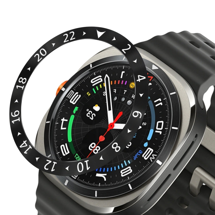 For Samsung Galaxy Watch Ultra 47mm Style C Smart Watch Dial Stainless Steel Bezel Ring Cover(Black) by bashfashion