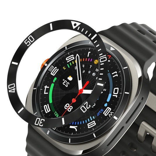 For Samsung Galaxy Watch Ultra 47mm Style B Smart Watch Dial Stainless Steel Bezel Ring Cover(Black) by bashfashion