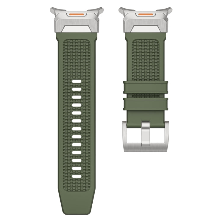 For Samsung Galaxy Watch Ultra 47mm / Ultra 2025 Silver Steel Buckle Rubber Quick Release Watch Band(Army Green) by bashfashion