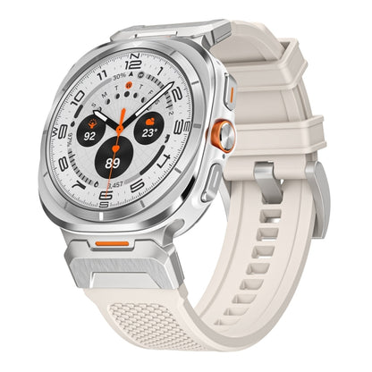 For Samsung Galaxy Watch Ultra 47mm / Ultra 2025 Silver Steel Buckle Rubber Quick Release Watch Band(Starlight) by bashfashion