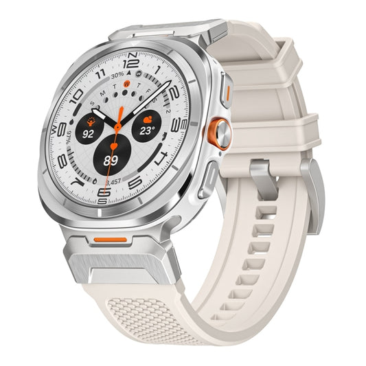 For Samsung Galaxy Watch Ultra 47mm / Ultra 2025 Silver Steel Buckle Rubber Quick Release Watch Band(Starlight) by bashfashion