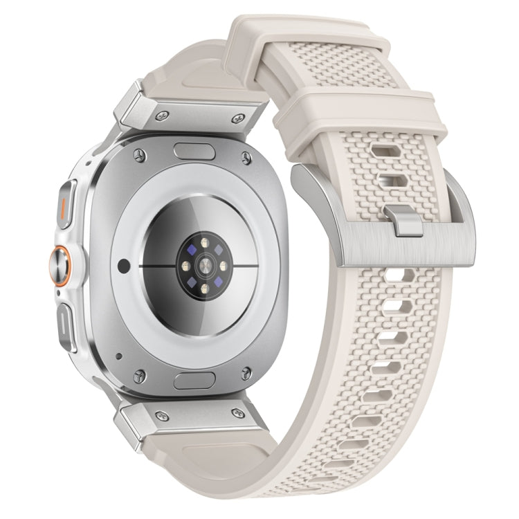 For Samsung Galaxy Watch Ultra 47mm / Ultra 2025 Silver Steel Buckle Rubber Quick Release Watch Band(Starlight) by bashfashion