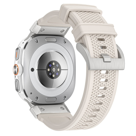 For Samsung Galaxy Watch Ultra 47mm / Ultra 2025 Silver Steel Buckle Rubber Quick Release Watch Band(Starlight) by bashfashion