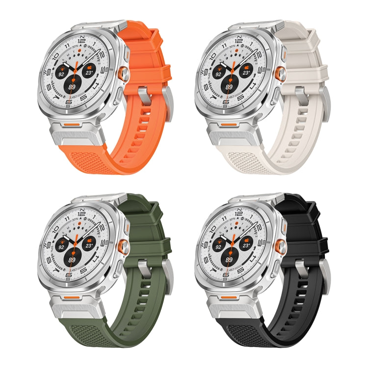 For Samsung Galaxy Watch Ultra 47mm / Ultra 2025 Silver Steel Buckle Rubber Quick Release Watch Band(Army Green) by bashfashion