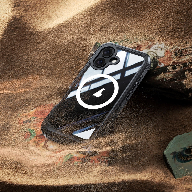 For iPhone 16 Plus RedPepper Tempered Glass MagSafe Phone Case(Black Grey) by RedPepper