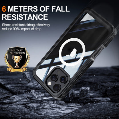 For iPhone 16 Pro RedPepper Tempered Glass MagSafe Phone Case(Black Grey) by RedPepper