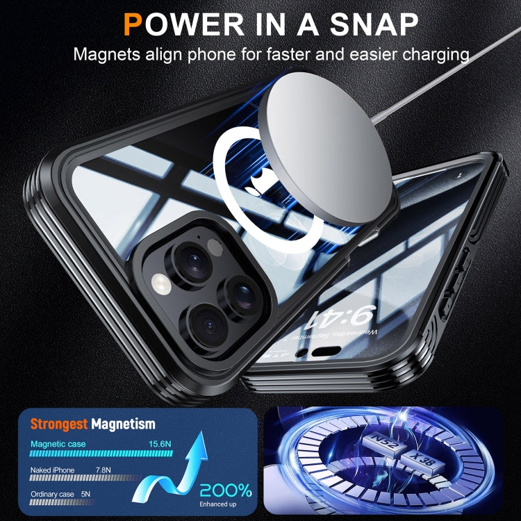 For iPhone 16 Pro RedPepper Tempered Glass MagSafe Phone Case(Black Grey) by RedPepper