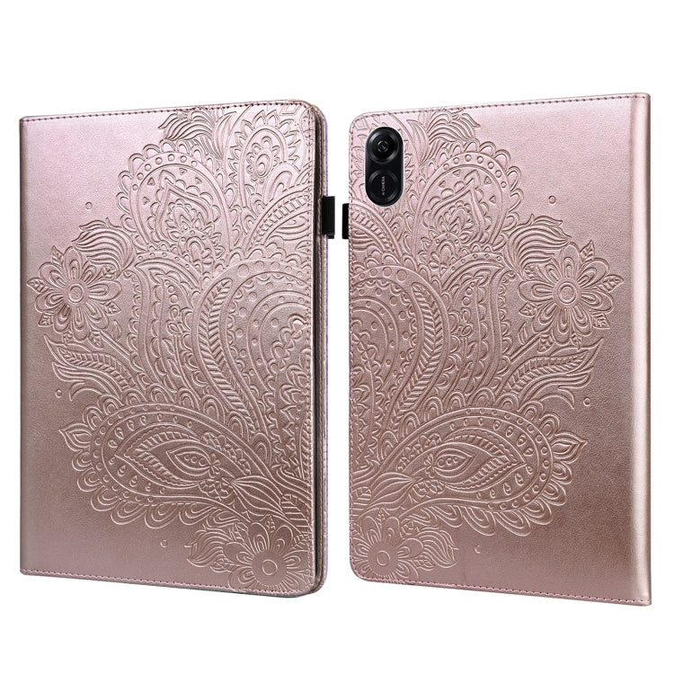 For Honor Pad X9 Peacock Embossed Pattern Leather Tablet Case(Rose Gold) by bashfashion