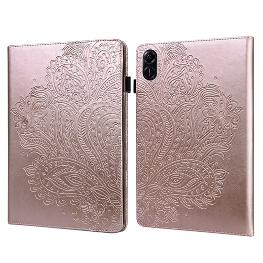 For Honor Pad X9 Peacock Embossed Pattern Leather Tablet Case(Rose Gold) by bashfashion