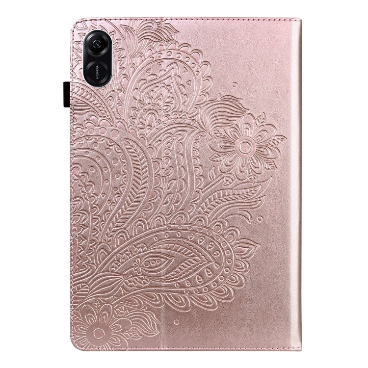 For Honor Pad X9 Peacock Embossed Pattern Leather Tablet Case(Rose Gold) by bashfashion