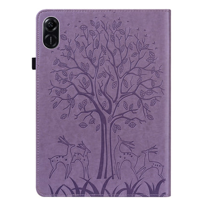 For Honor Pad X9 Tree & Deer Embossed Leather Tablet Case(Purple) by bashfashion