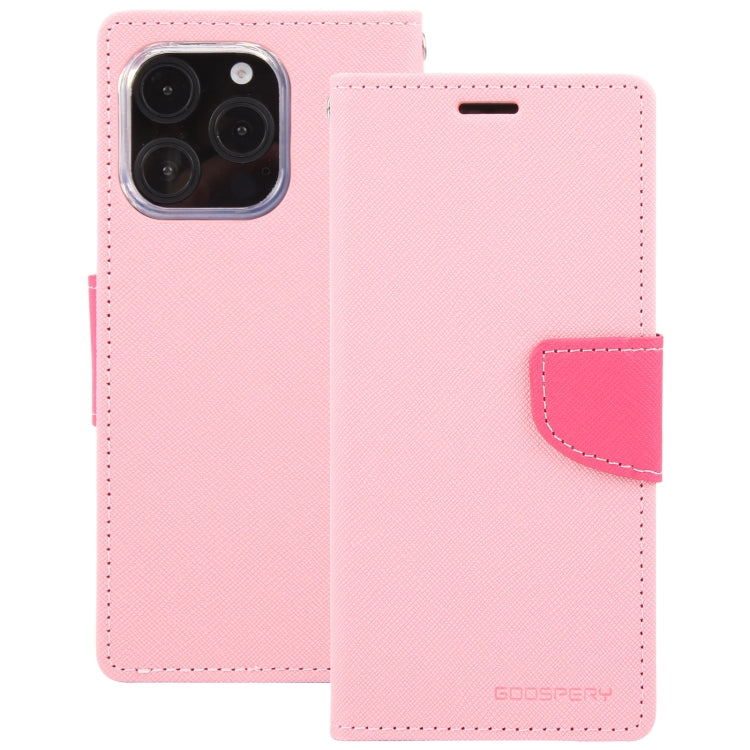 For iPhone 16 Pro Max GOOSPERY FANCY DIARY Cross Texture Leather Phone Case(Pink) by GOOSPERY