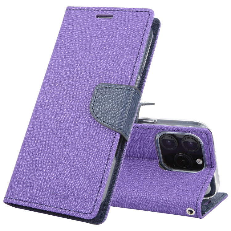 For iPhone 16 Pro Max GOOSPERY FANCY DIARY Cross Texture Leather Phone Case(Purple) by GOOSPERY