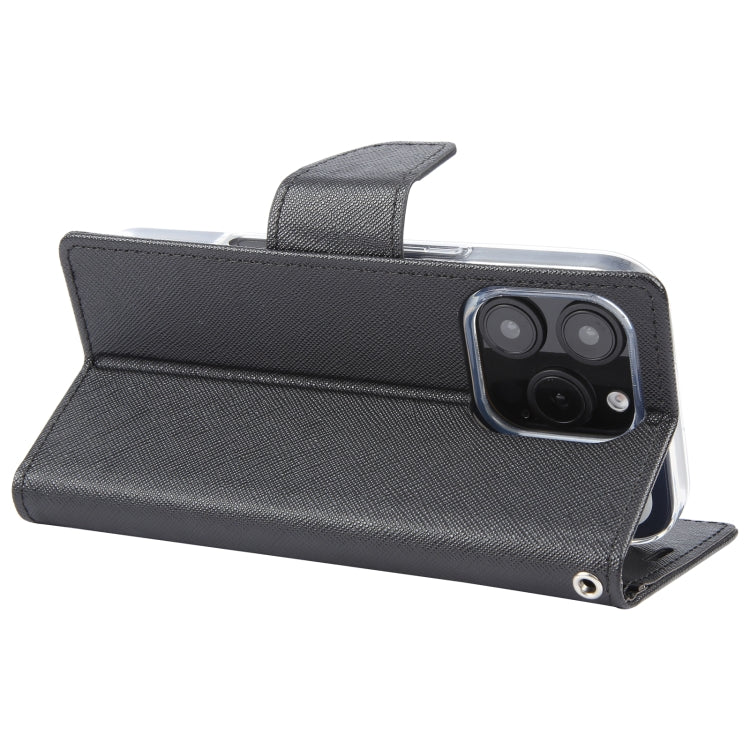 For iPhone 16 Pro GOOSPERY FANCY DIARY Cross Texture Leather Phone Case(Black) by GOOSPERY