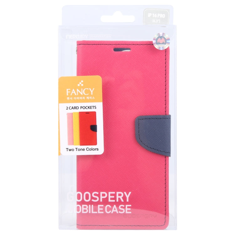 For iPhone 16 Pro GOOSPERY FANCY DIARY Cross Texture Leather Phone Case(Rose Red) by GOOSPERY