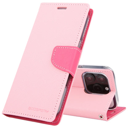 For iPhone 16 Pro GOOSPERY FANCY DIARY Cross Texture Leather Phone Case(Pink) by GOOSPERY