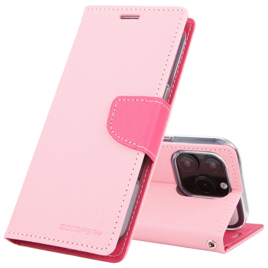 For iPhone 16 Pro GOOSPERY FANCY DIARY Cross Texture Leather Phone Case(Pink) by GOOSPERY