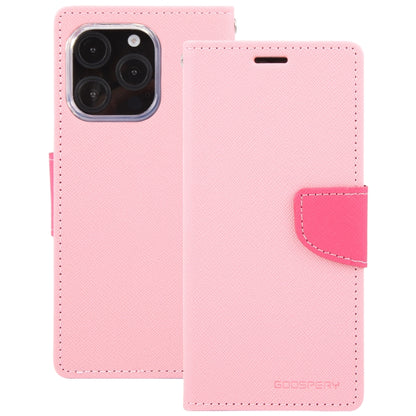 For iPhone 16 Pro GOOSPERY FANCY DIARY Cross Texture Leather Phone Case(Pink) by GOOSPERY