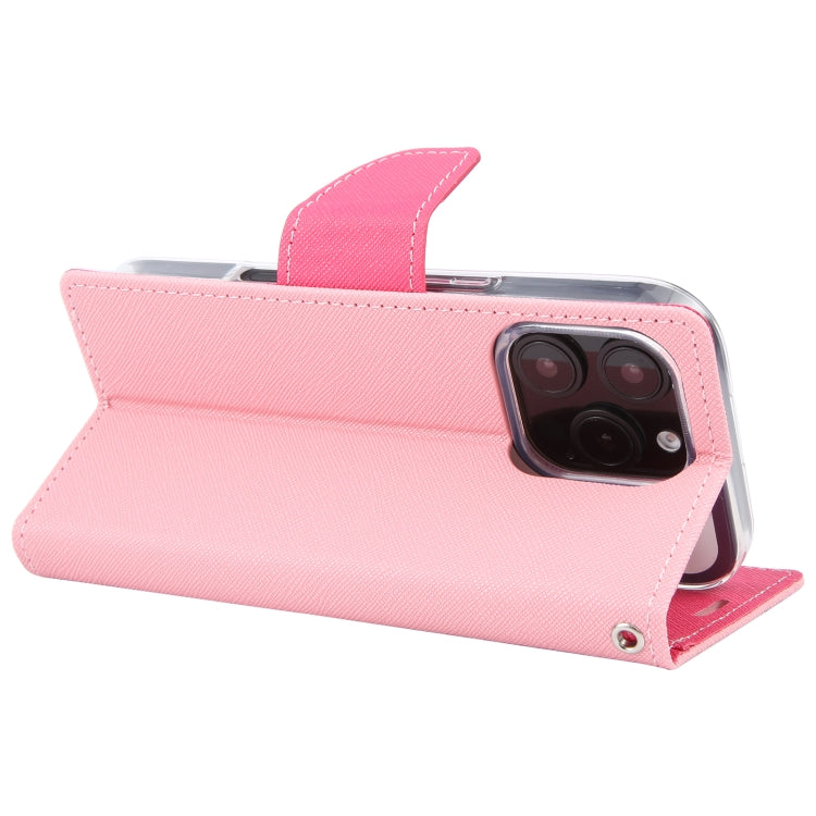 For iPhone 16 Pro GOOSPERY FANCY DIARY Cross Texture Leather Phone Case(Pink) by GOOSPERY