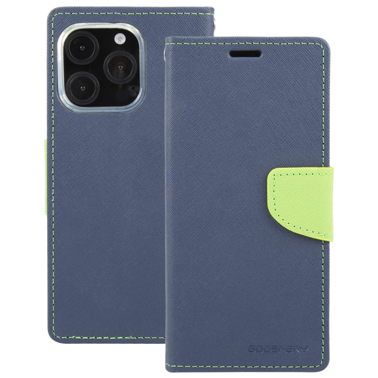 For iPhone 16 Pro GOOSPERY FANCY DIARY Cross Texture Leather Phone Case(Navy Blue) by GOOSPERY