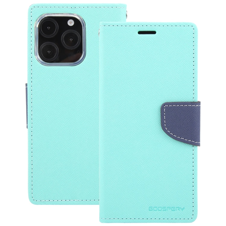 For iPhone 16 Pro GOOSPERY FANCY DIARY Cross Texture Leather Phone Case(Mint Green) by GOOSPERY