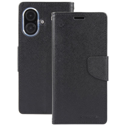 For iPhone 16 Plus GOOSPERY FANCY DIARY Cross Texture Leather Phone Case(Black) by GOOSPERY