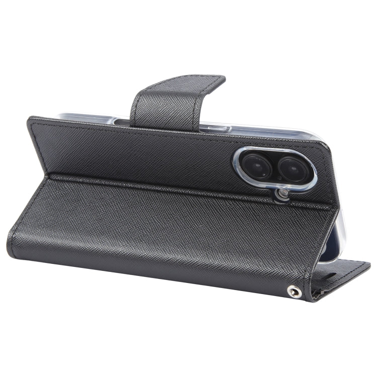 For iPhone 16 Plus GOOSPERY FANCY DIARY Cross Texture Leather Phone Case(Black) by GOOSPERY