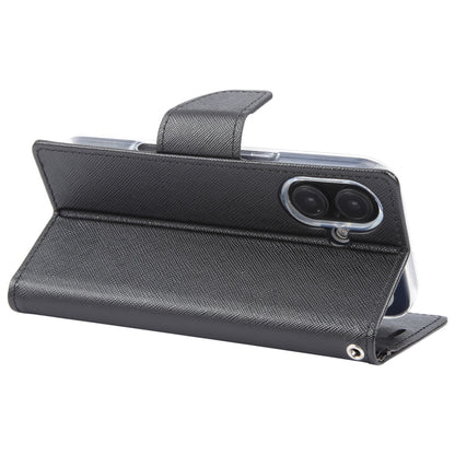 For iPhone 16 Plus GOOSPERY FANCY DIARY Cross Texture Leather Phone Case(Black) by GOOSPERY