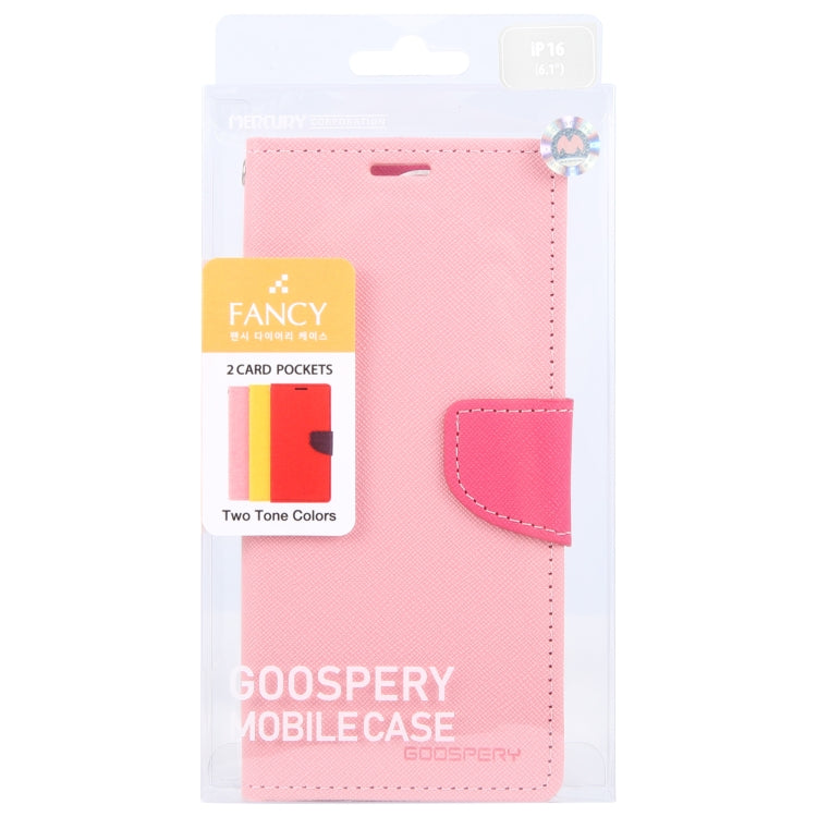 For iPhone 16 Plus GOOSPERY FANCY DIARY Cross Texture Leather Phone Case(Pink) by GOOSPERY