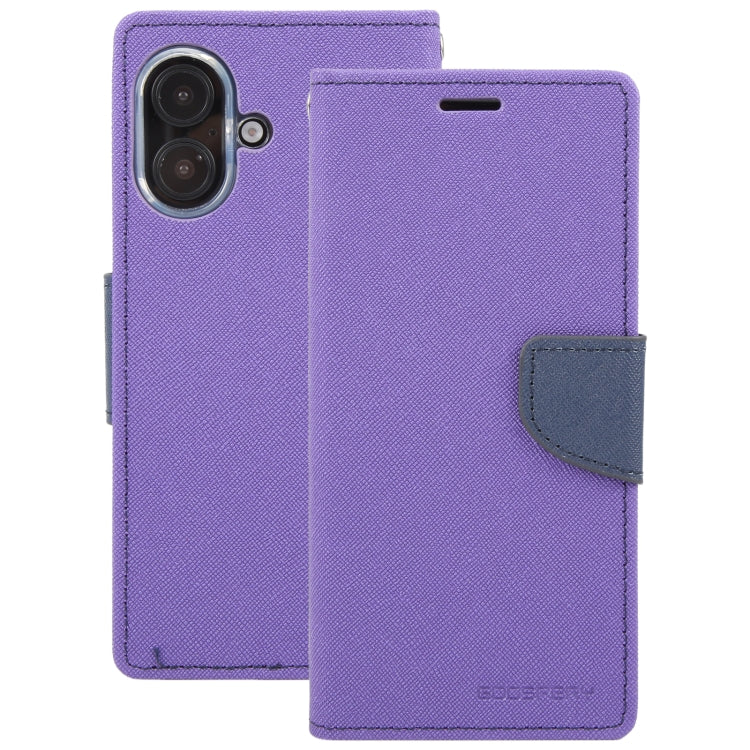 For iPhone 16 Plus GOOSPERY FANCY DIARY Cross Texture Leather Phone Case(Purple) by GOOSPERY