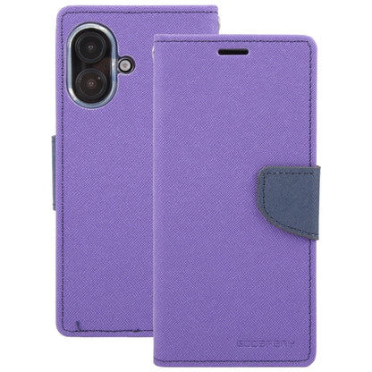 For iPhone 16 Plus GOOSPERY FANCY DIARY Cross Texture Leather Phone Case(Purple) by GOOSPERY