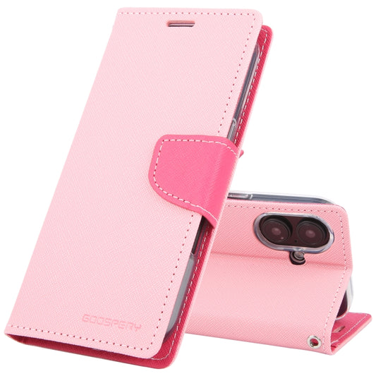 For iPhone 16 GOOSPERY FANCY DIARY Cross Texture Leather Phone Case(Pink) by GOOSPERY