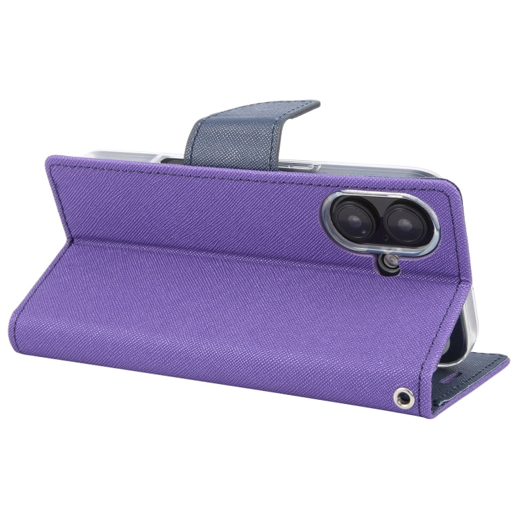 For iPhone 16 GOOSPERY FANCY DIARY Cross Texture Leather Phone Case(Purple) by GOOSPERY