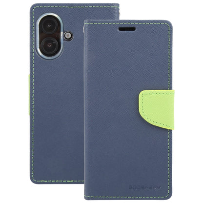 For iPhone 16 GOOSPERY FANCY DIARY Cross Texture Leather Phone Case(Navy Blue) by GOOSPERY