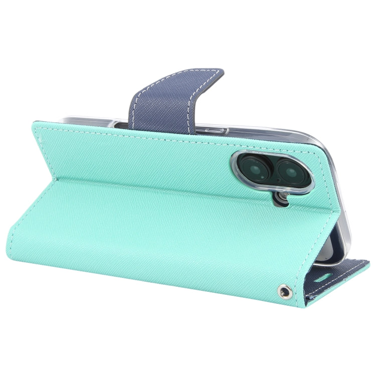 For iPhone 16 GOOSPERY FANCY DIARY Cross Texture Leather Phone Case(Mint Green) by GOOSPERY