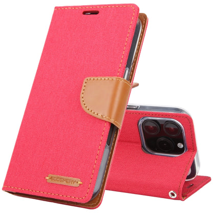 For iPhone 16 Pro Max GOOSPERY CANVAS DIARY Fabric Texture Flip Leather Phone Case(Red) by GOOSPERY