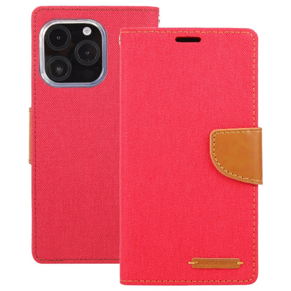 For iPhone 16 Pro Max GOOSPERY CANVAS DIARY Fabric Texture Flip Leather Phone Case(Red) by GOOSPERY