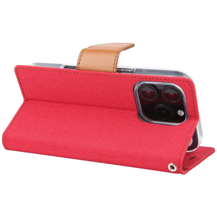 For iPhone 16 Pro Max GOOSPERY CANVAS DIARY Fabric Texture Flip Leather Phone Case(Red) by GOOSPERY