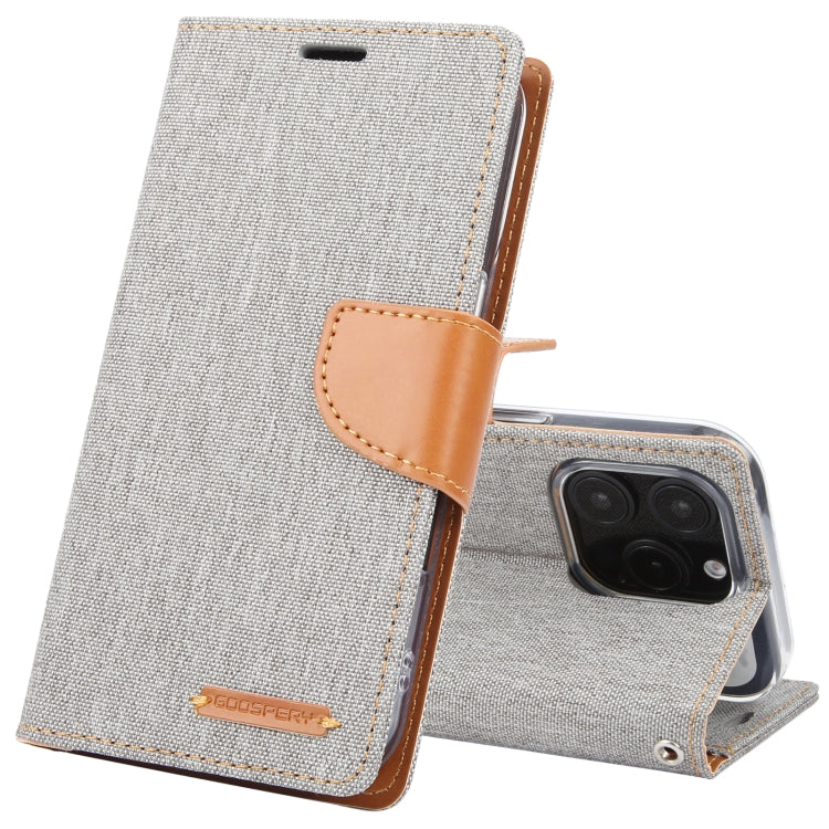For iPhone 16 Pro GOOSPERY CANVAS DIARY Fabric Texture Flip Leather Phone Case(Grey) by GOOSPERY