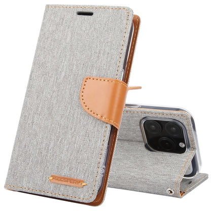 For iPhone 16 Pro GOOSPERY CANVAS DIARY Fabric Texture Flip Leather Phone Case(Grey) by GOOSPERY