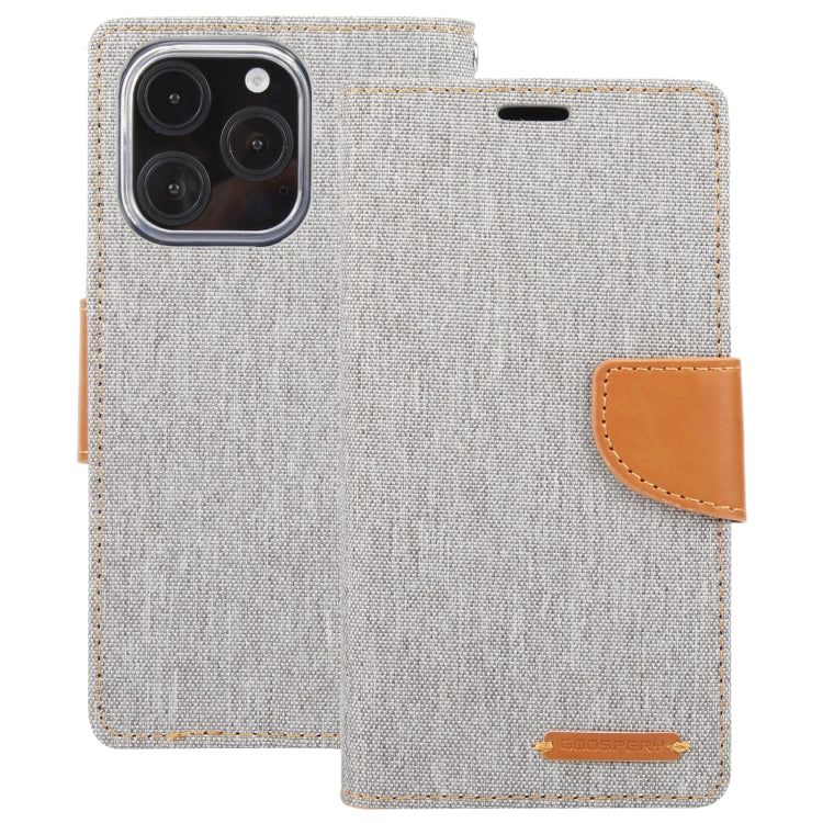 For iPhone 16 Pro GOOSPERY CANVAS DIARY Fabric Texture Flip Leather Phone Case(Grey) by GOOSPERY