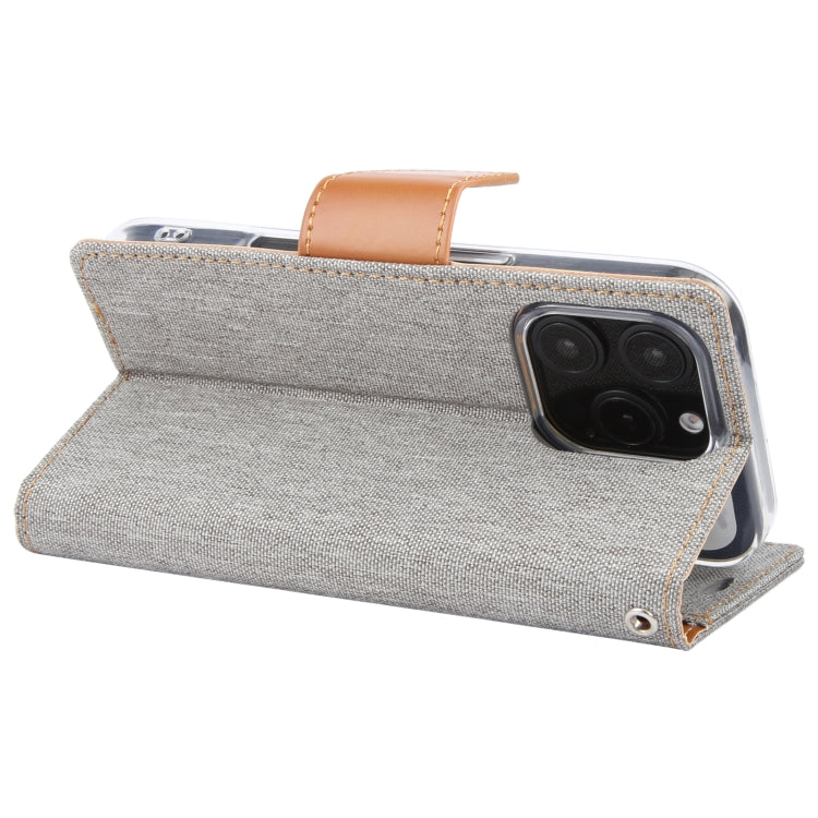 For iPhone 16 Pro GOOSPERY CANVAS DIARY Fabric Texture Flip Leather Phone Case(Grey) by GOOSPERY