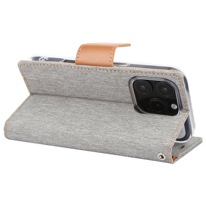 For iPhone 16 Pro GOOSPERY CANVAS DIARY Fabric Texture Flip Leather Phone Case(Grey) by GOOSPERY
