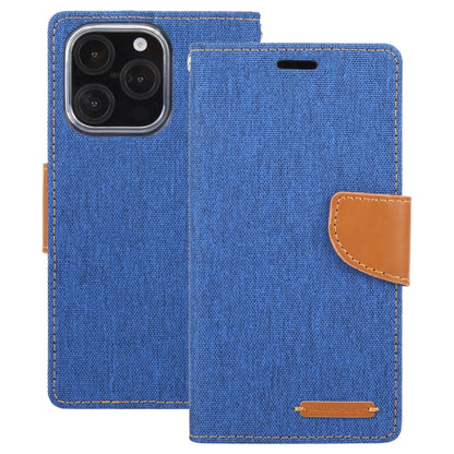 For iPhone 16 Pro GOOSPERY CANVAS DIARY Fabric Texture Flip Leather Phone Case(Blue) by GOOSPERY